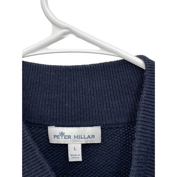 Peter Millar Henley Sweater Pima Cotton Merino Wool Blue Men’s Size Large - Picture 6 of 7